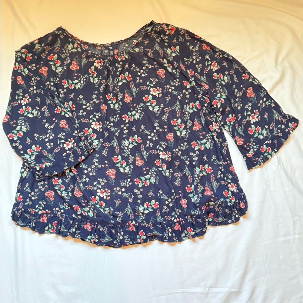 Gap Navy Floral Blouse